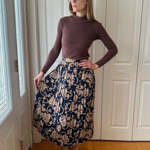 1980’s Floral Nautical Pleated Midi Skirt
